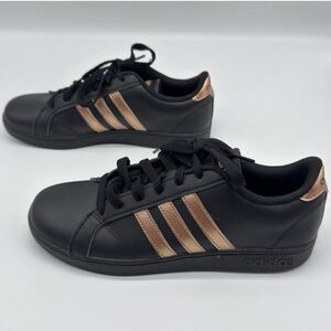 adidas Women/Kids Black and Gold Sneakers